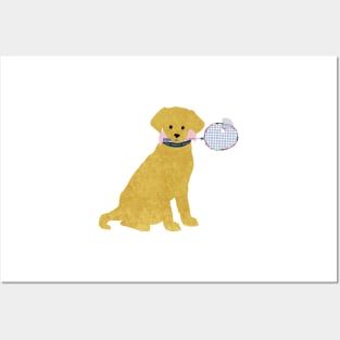 Preppy Golden Retriever Badminton Dog Posters and Art